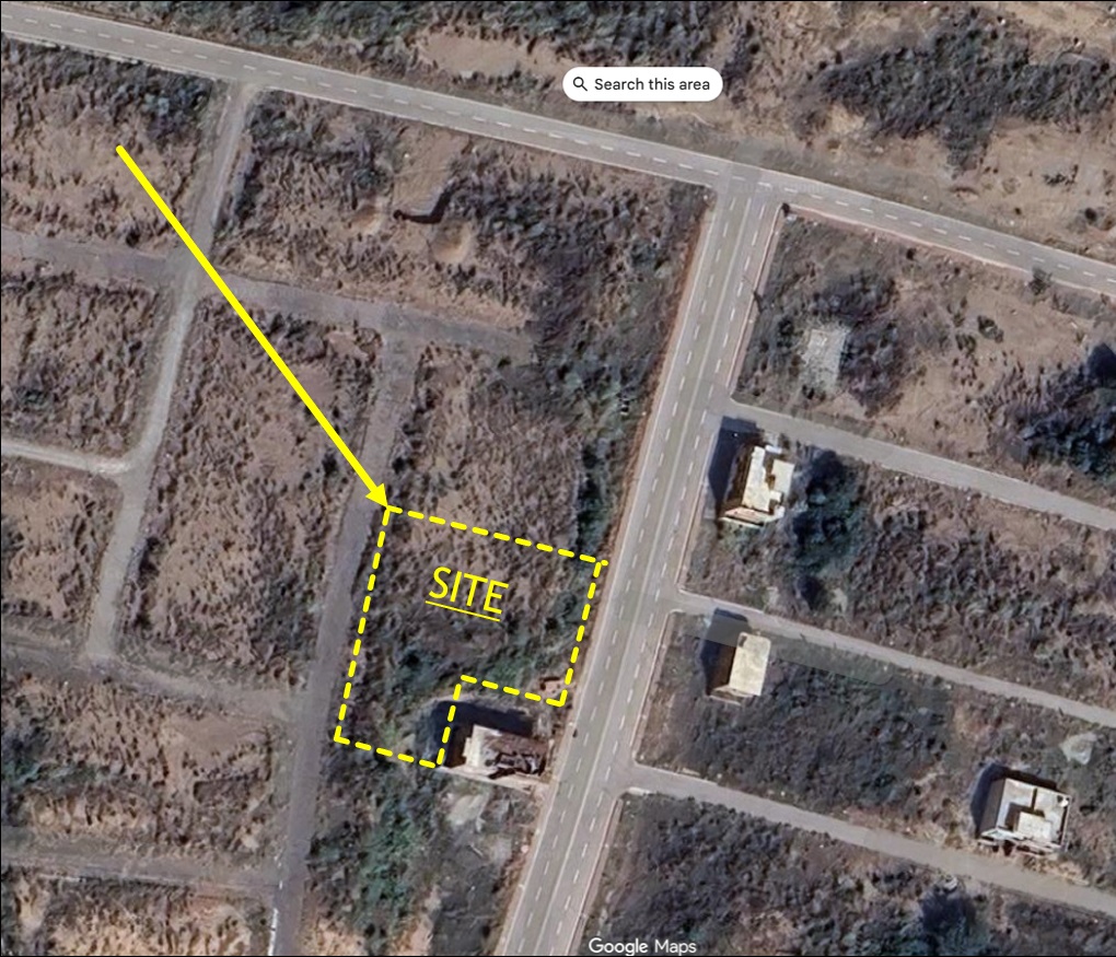 Zoomed satellite view of the mosque plot boundary in Al-Makkah City Housing Scheme, Zone-5, Islamabad